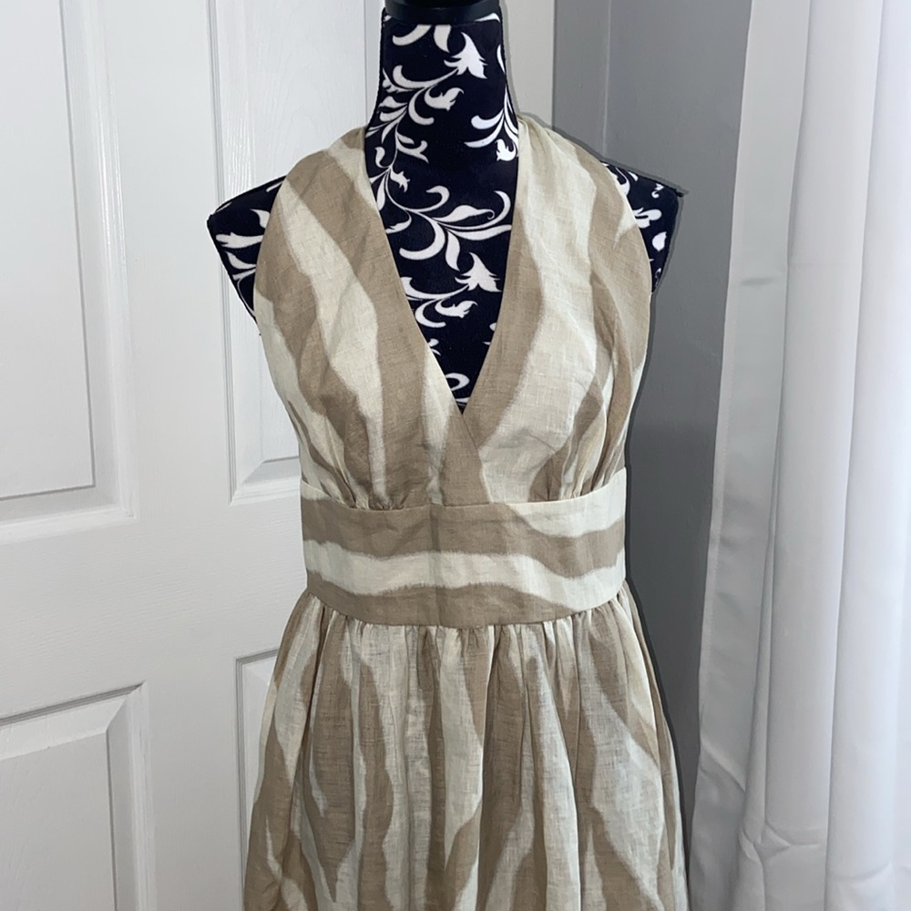 Banana Republic linen halter animal print maxi dress - Picture 2 of 8